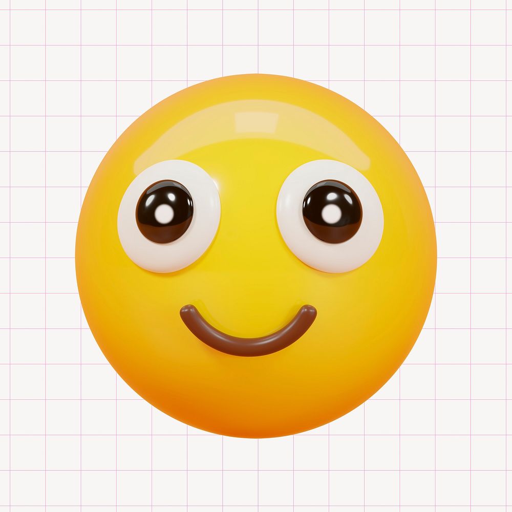 Smiling face emoji collage element, 3D rendering psd
