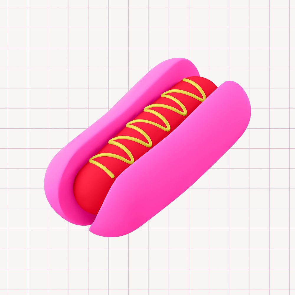 Pink hotdog, 3D rendering design