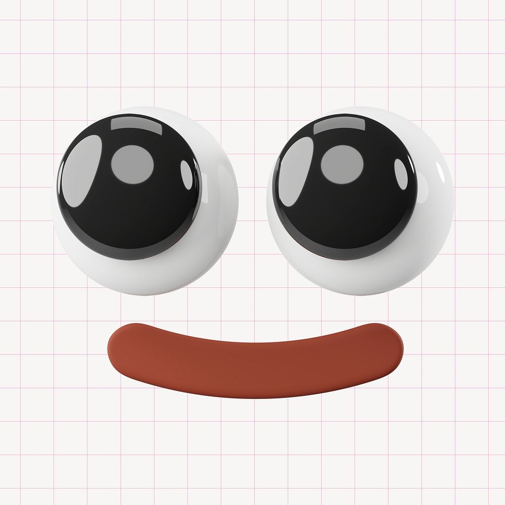 Cute smiling face collage element, 3D rendering psd