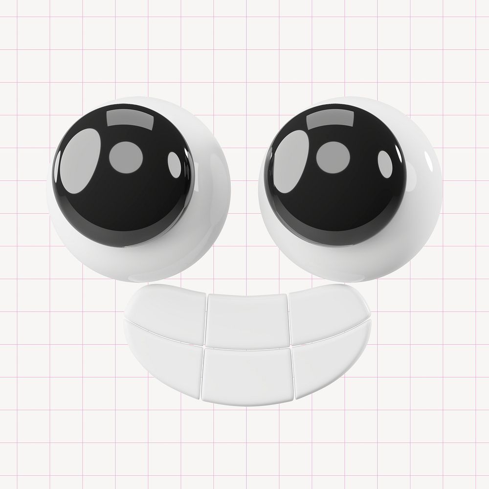 Cute happy face collage element, 3D rendering psd