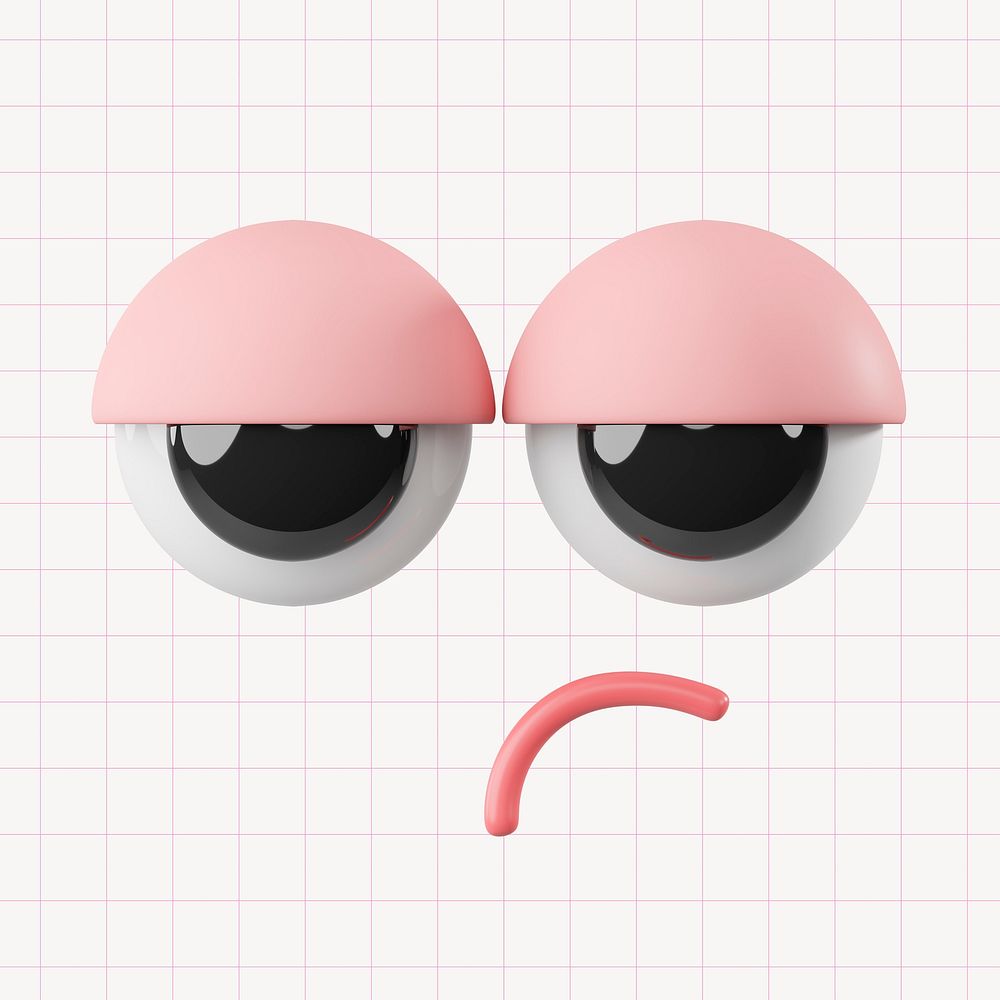 Cute bored face, 3D rendering design