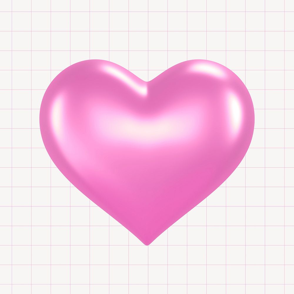 Pink heart, 3D rendering design