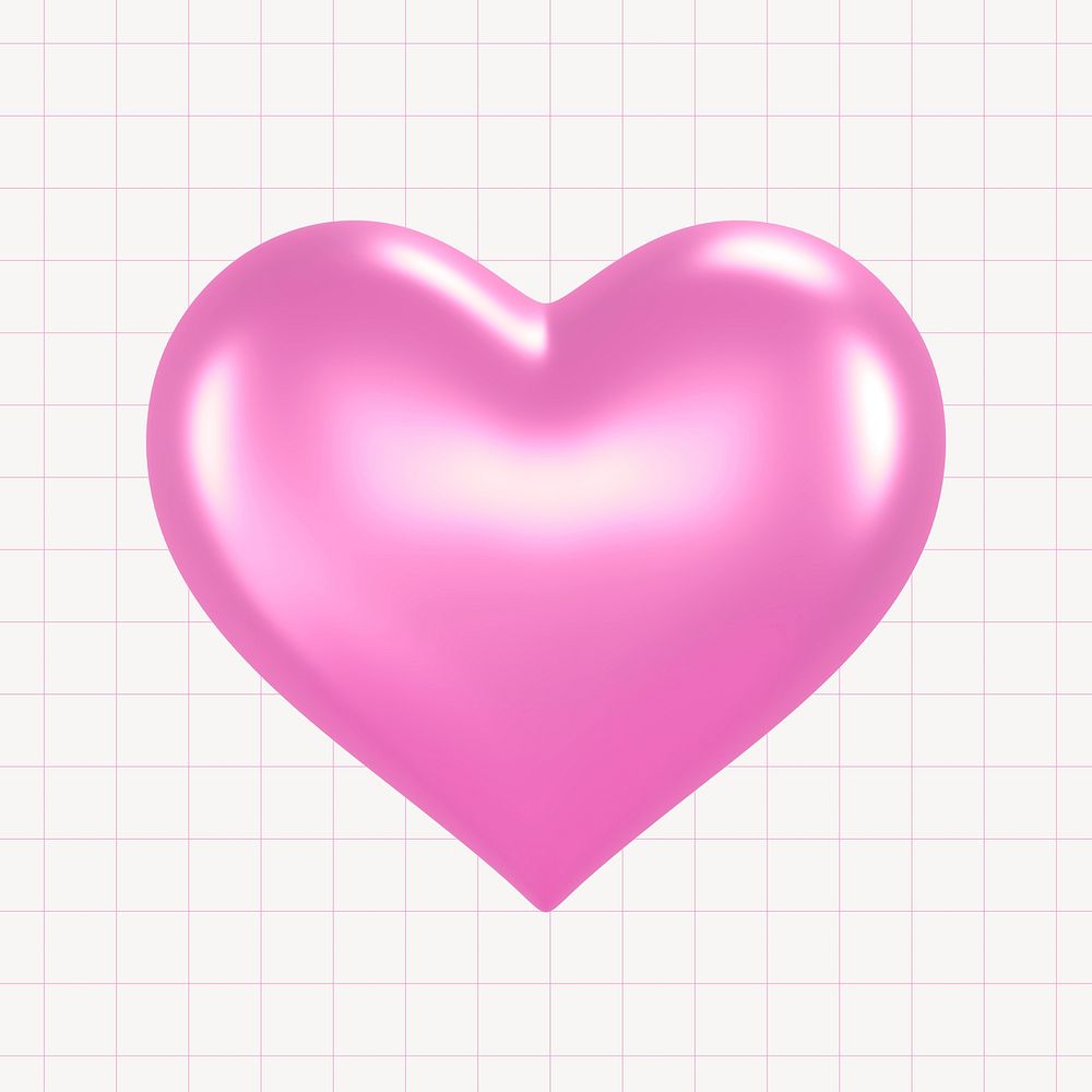 Pink heart collage element, 3D rendering psd