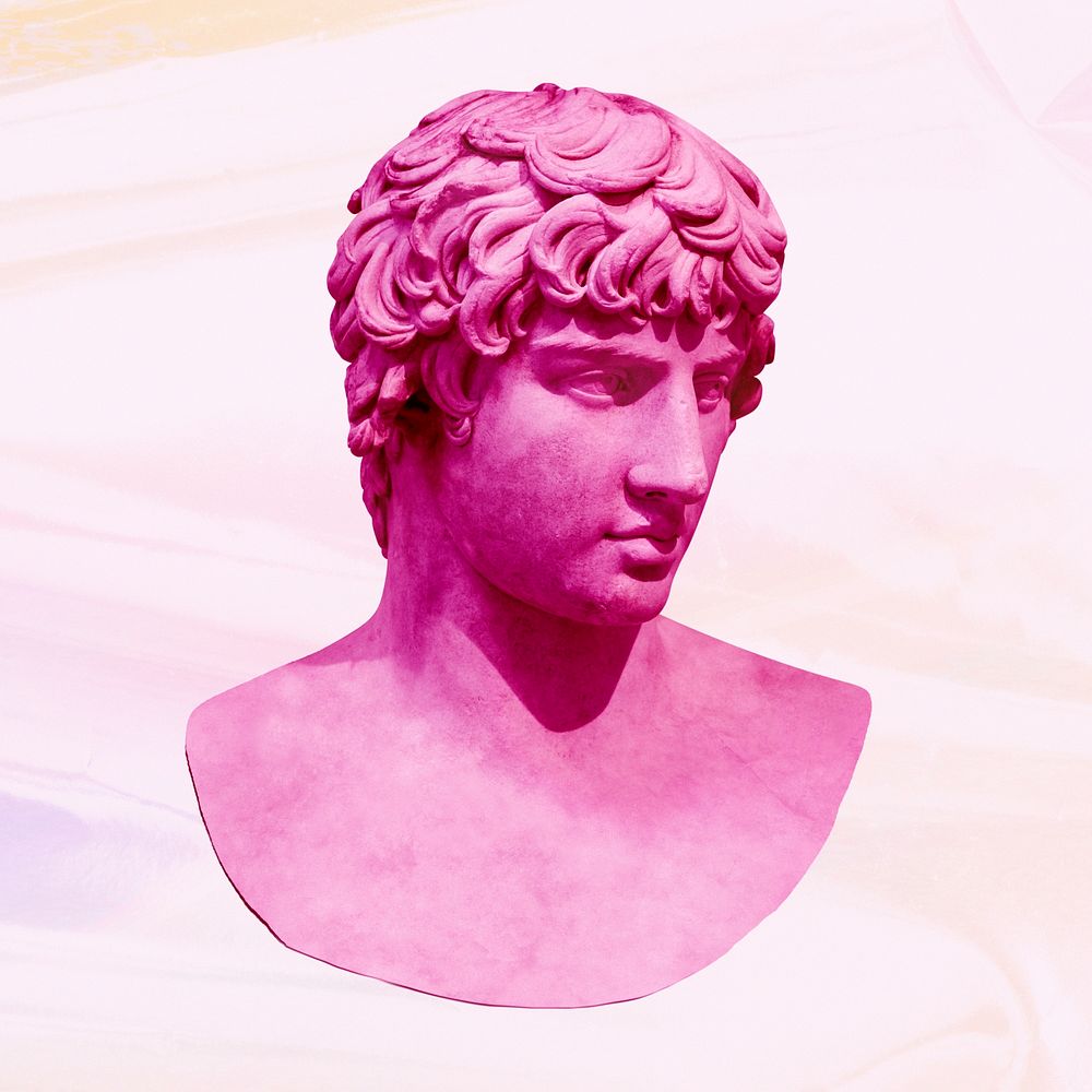 Pink man bust collage element psd
