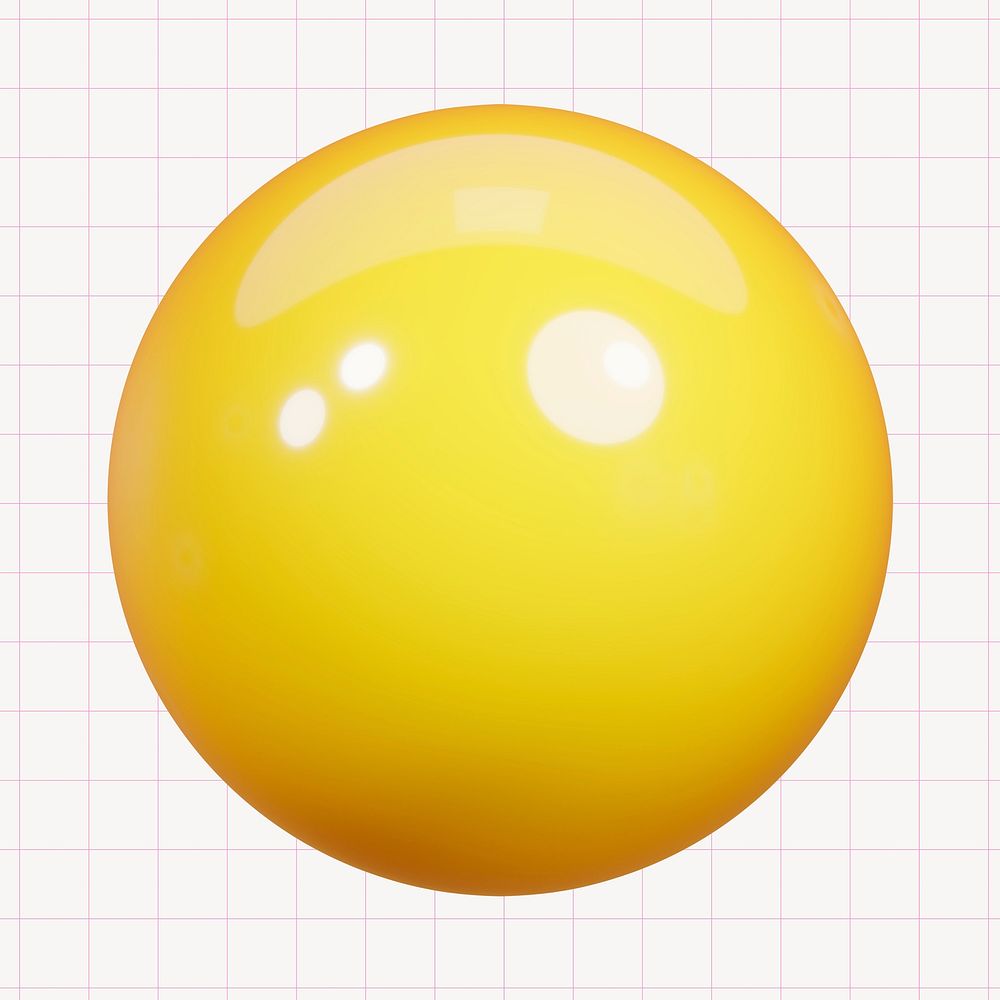 Yellow ball collage element, 3D rendering psd