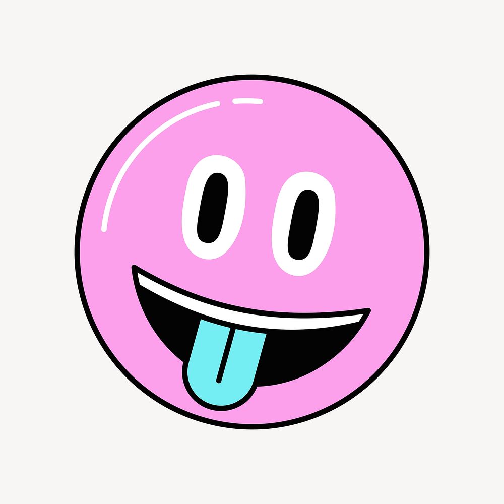 Tongue out emoji clip art, colorful funky design