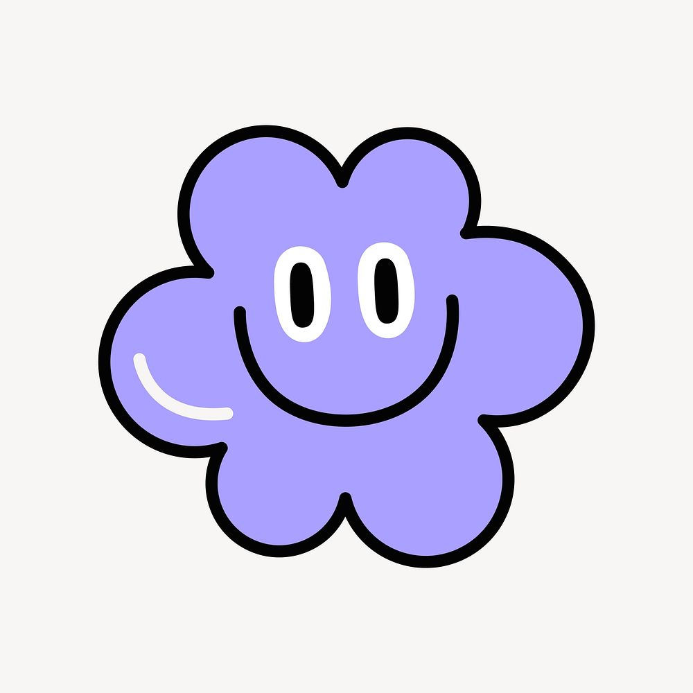 Smiling cloud clip art, purple cartoon design
