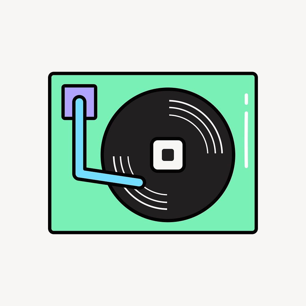 Vinyl record icon collage element, colorful design psd