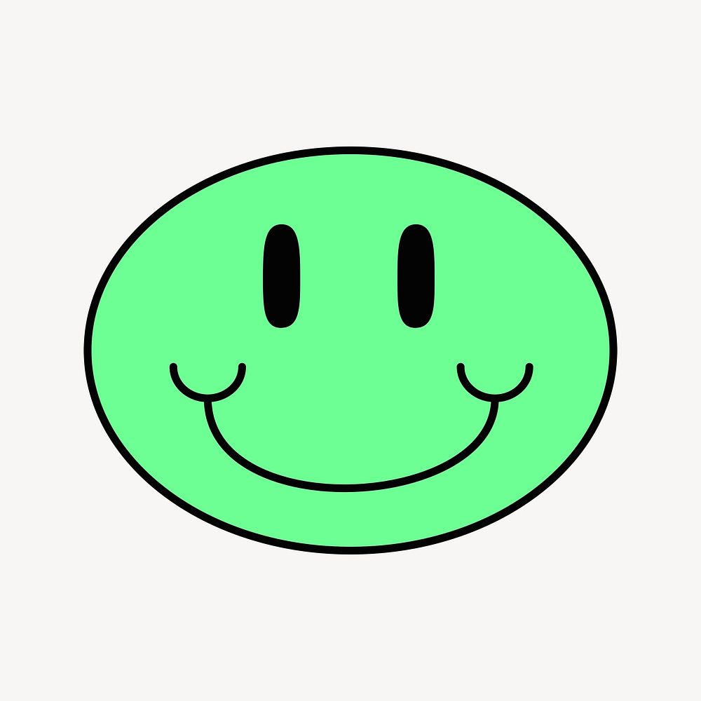 Chewing emoji collage element, green design psd