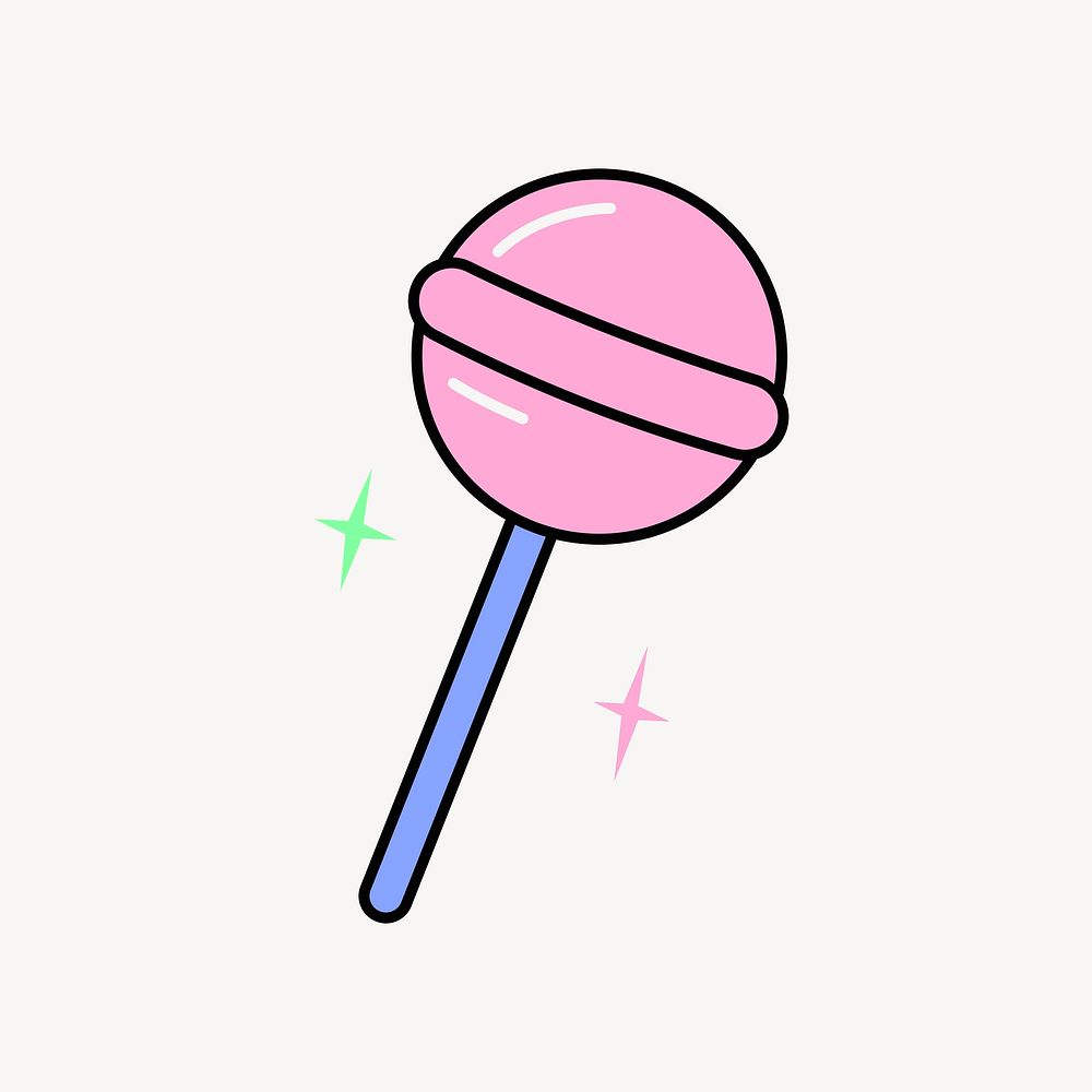 Cute lollipop collage element, pink design psd
