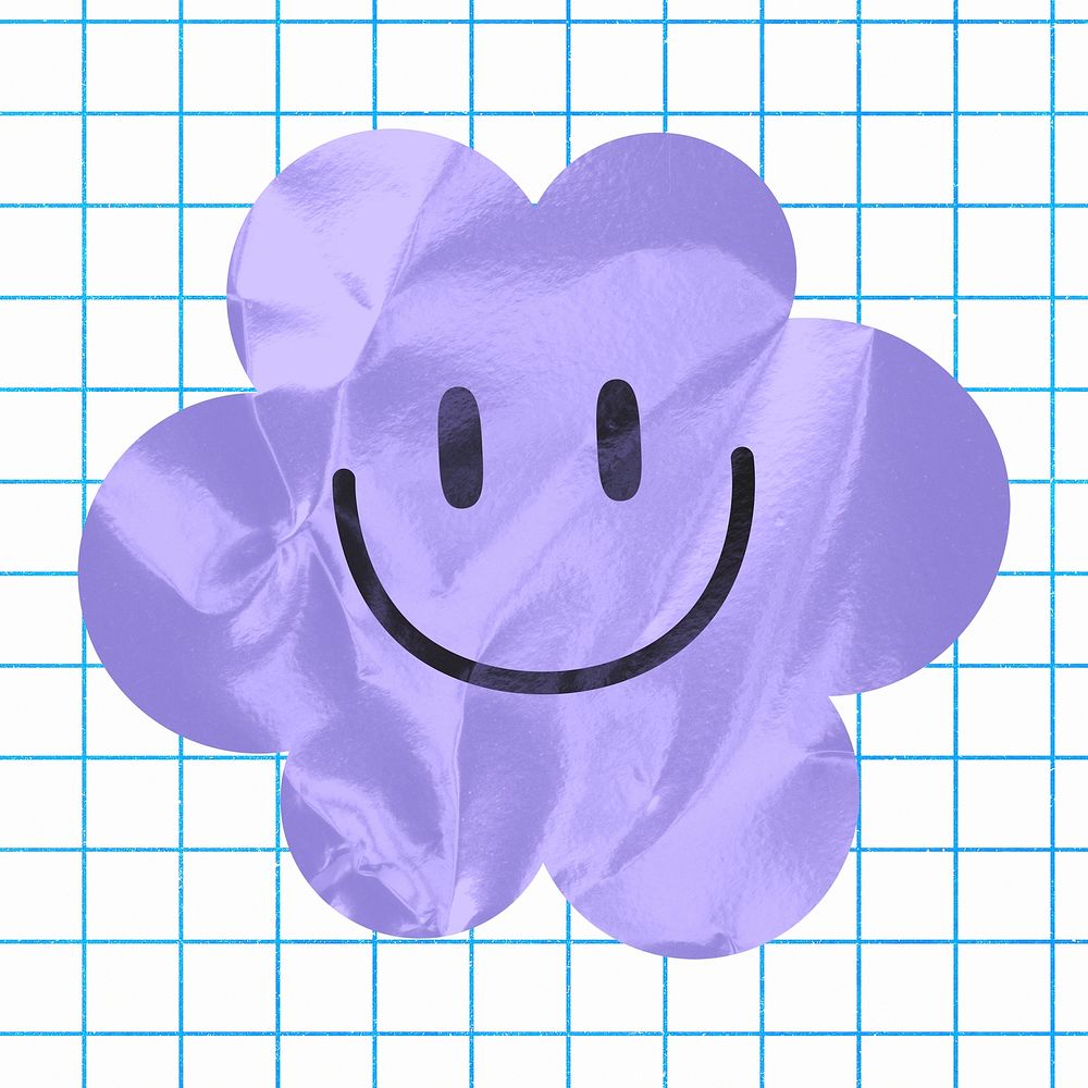 Smiling cloud, purple wrinkled paper design