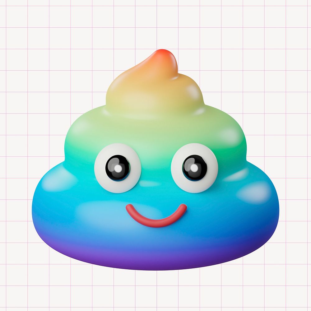 Rainbow poop collage element, 3D rendering psd