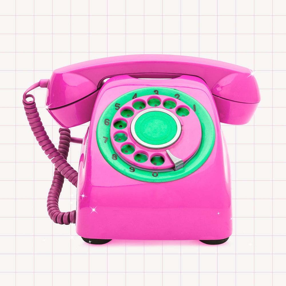 Pink retro telephone, funky design