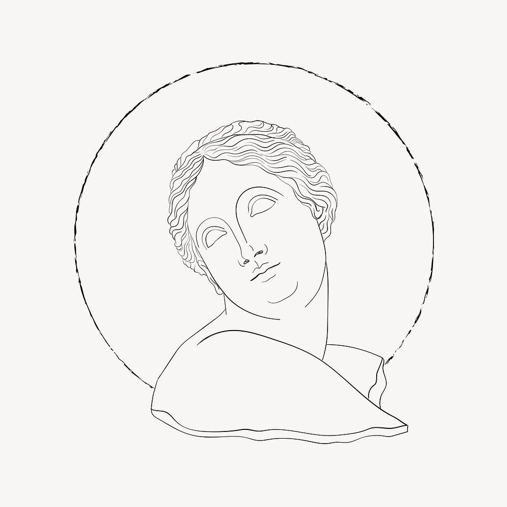 Aesthetic Greek Goddess, line art illustration vector