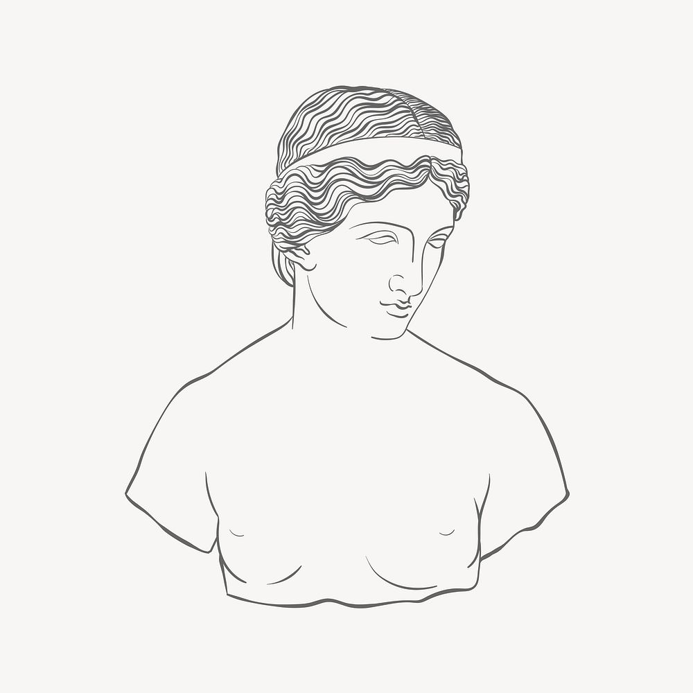 Aesthetic Greek Goddess, line art illustration vector
