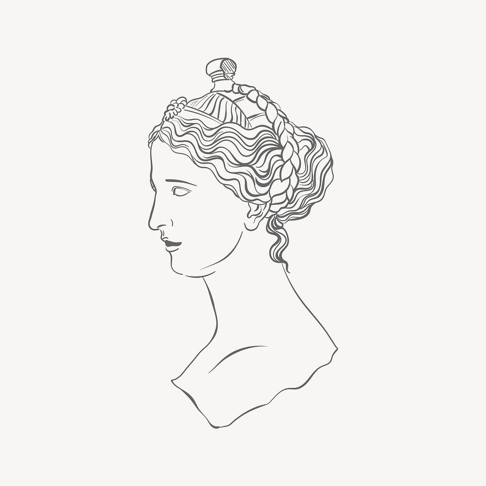 Aesthetic Greek Goddess, line art illustration vector