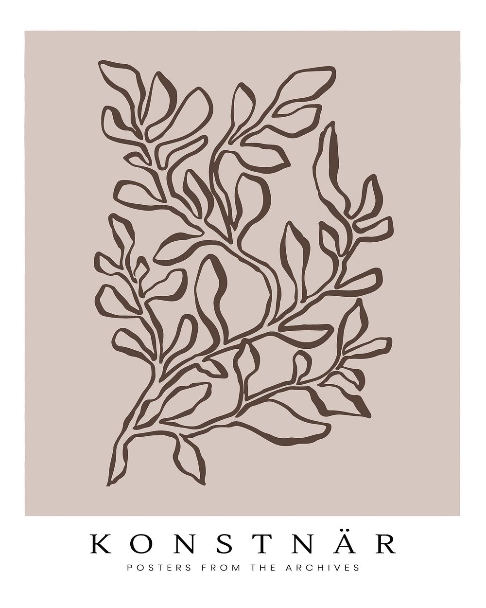 Aesthetic leaf branch art print, botanical illustration