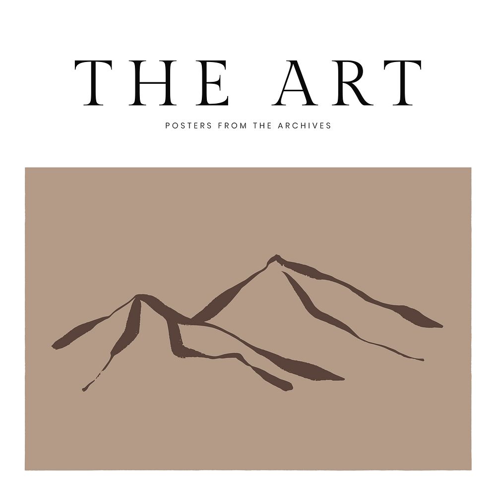 Aesthetic mountain art print, nature illustration