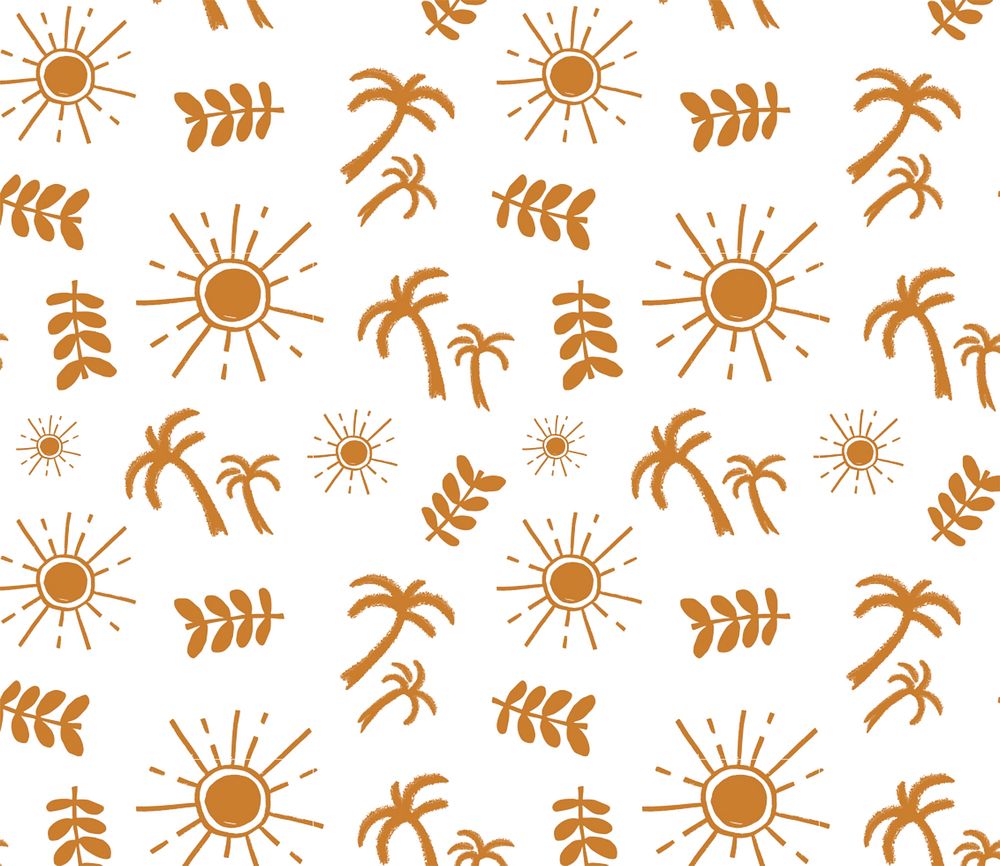 Brown tropical pattern, white background