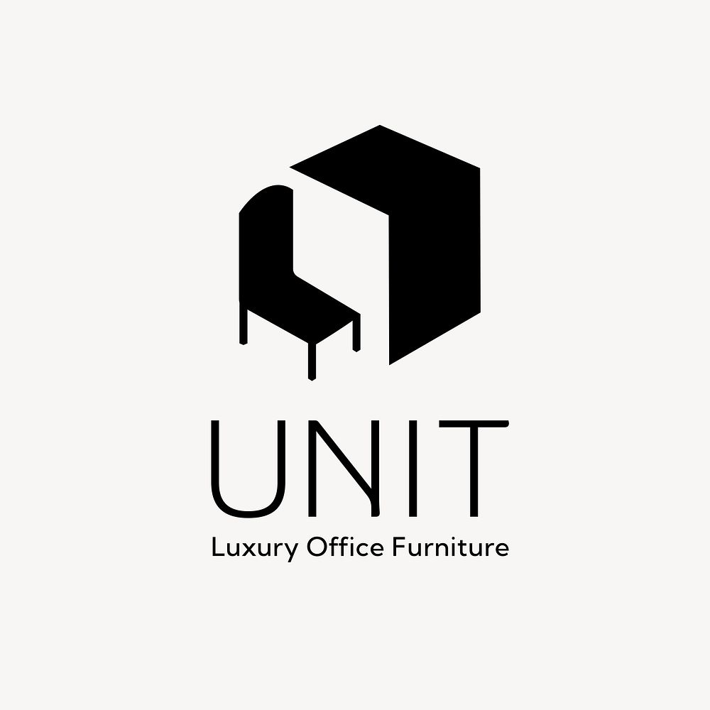 Interior business logo template, furniture illustration psd