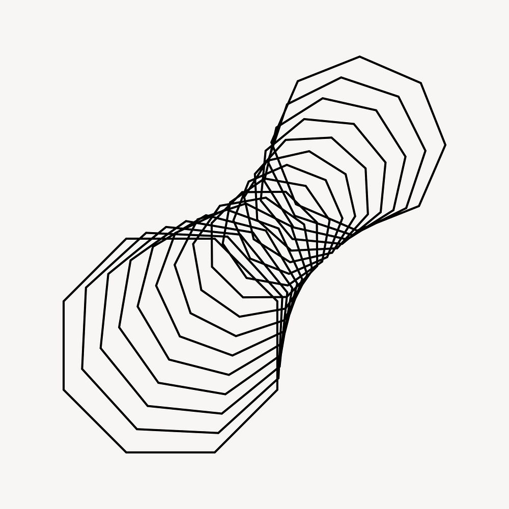 Wireframe shape, 3D abstract geometric illustration vector