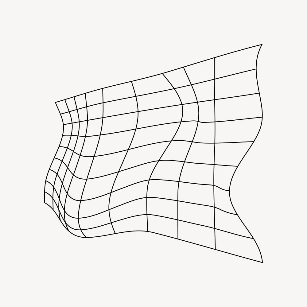 Distorted square wireframe, 3D abstract geometric illustration vector