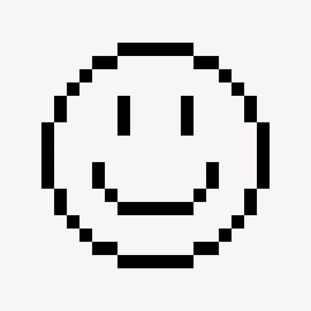 Smiling face emoticon, 8 bit graphic vector