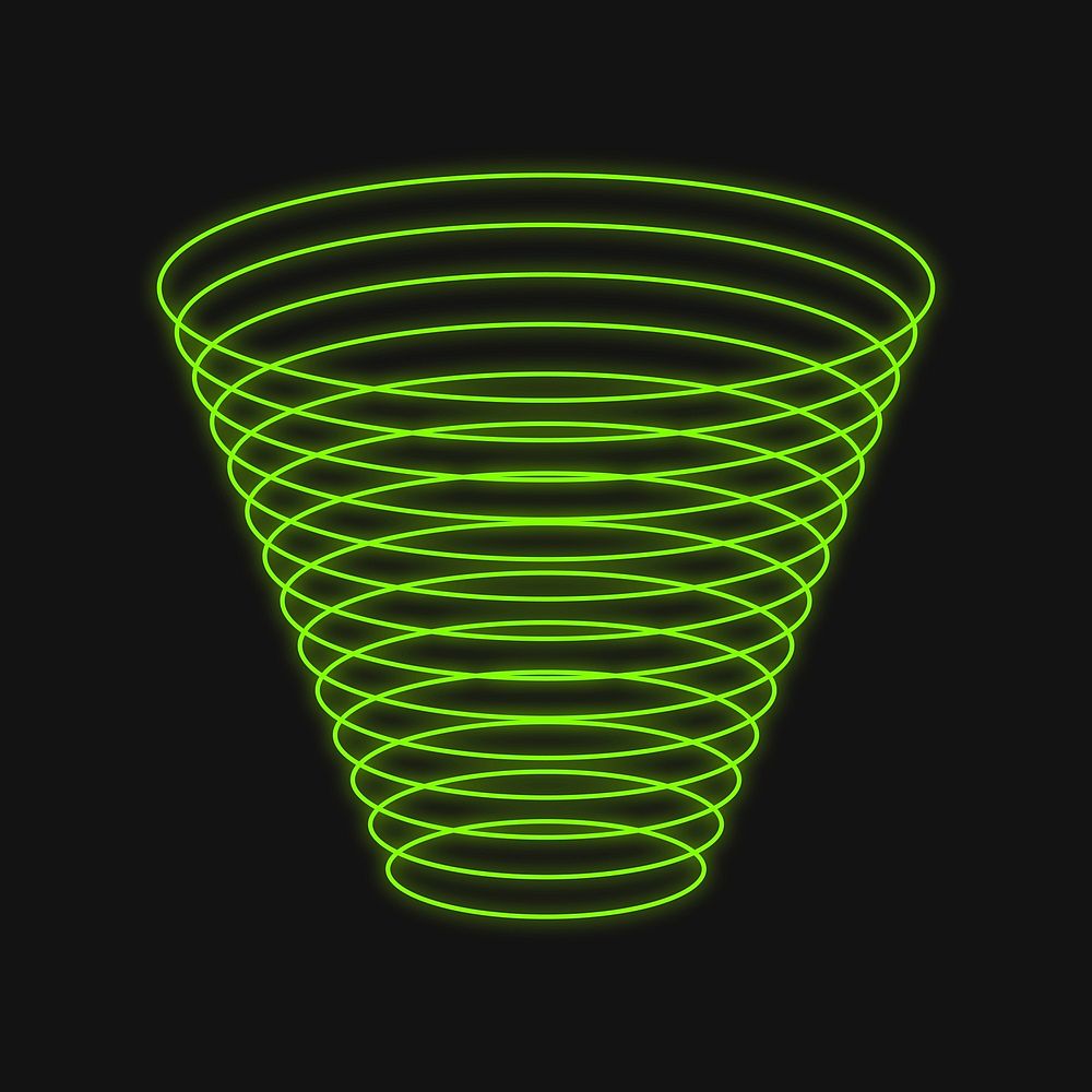 Green neon 3D wireframe shape vector