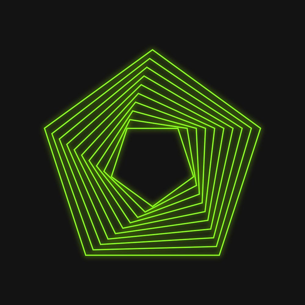Green neon polygon wireframe shape vector