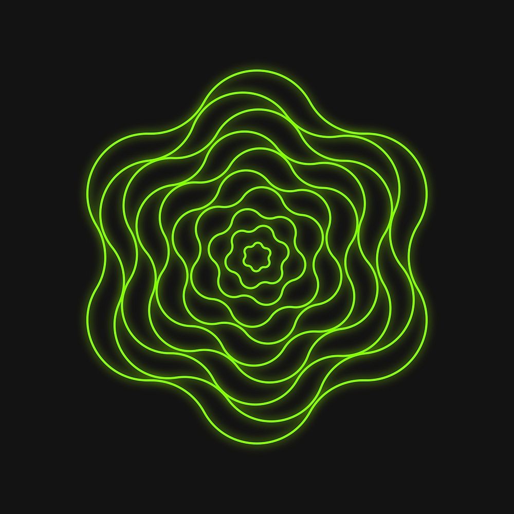 Green neon 3D wireframe shape vector