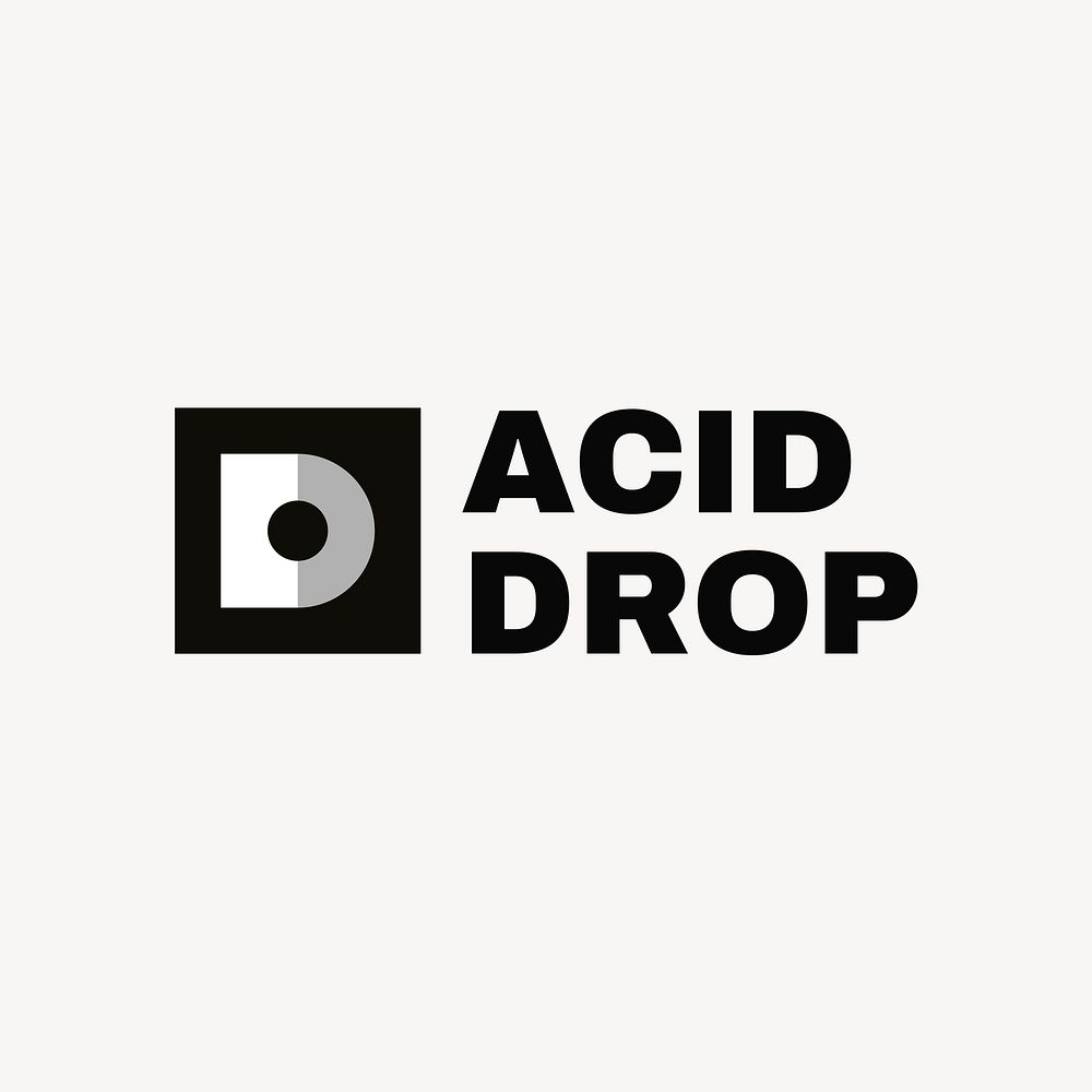 Acid drop logo template, fashion business psd