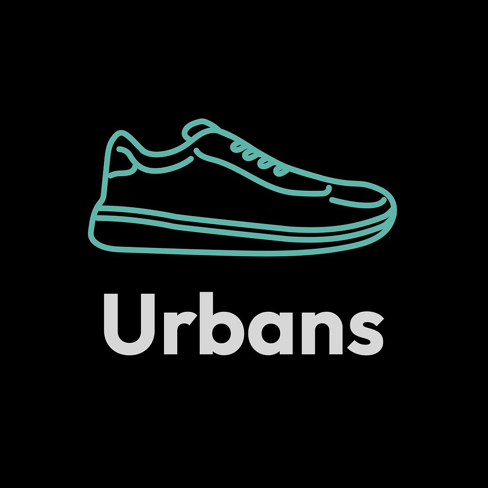 Retro sneakers logo template, urbans text vector