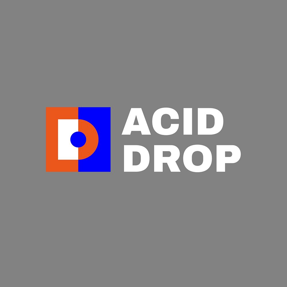 Acid drop logo template, retro design vector