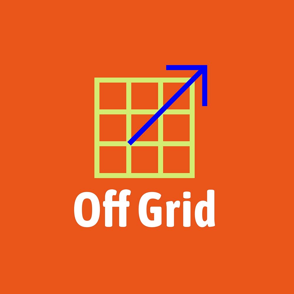 Off grid logo template, retro design psd