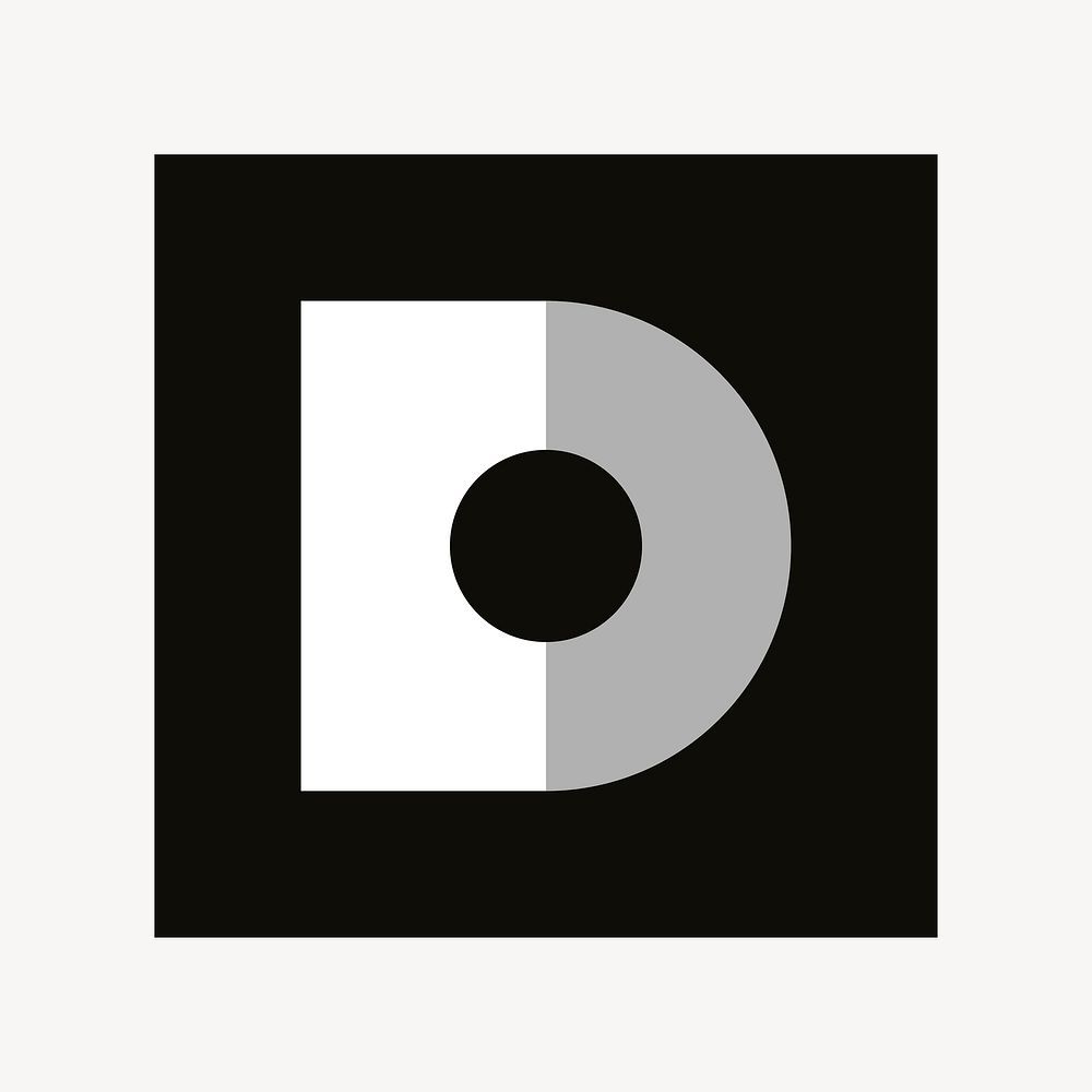 D logo element, black flat graphic vector