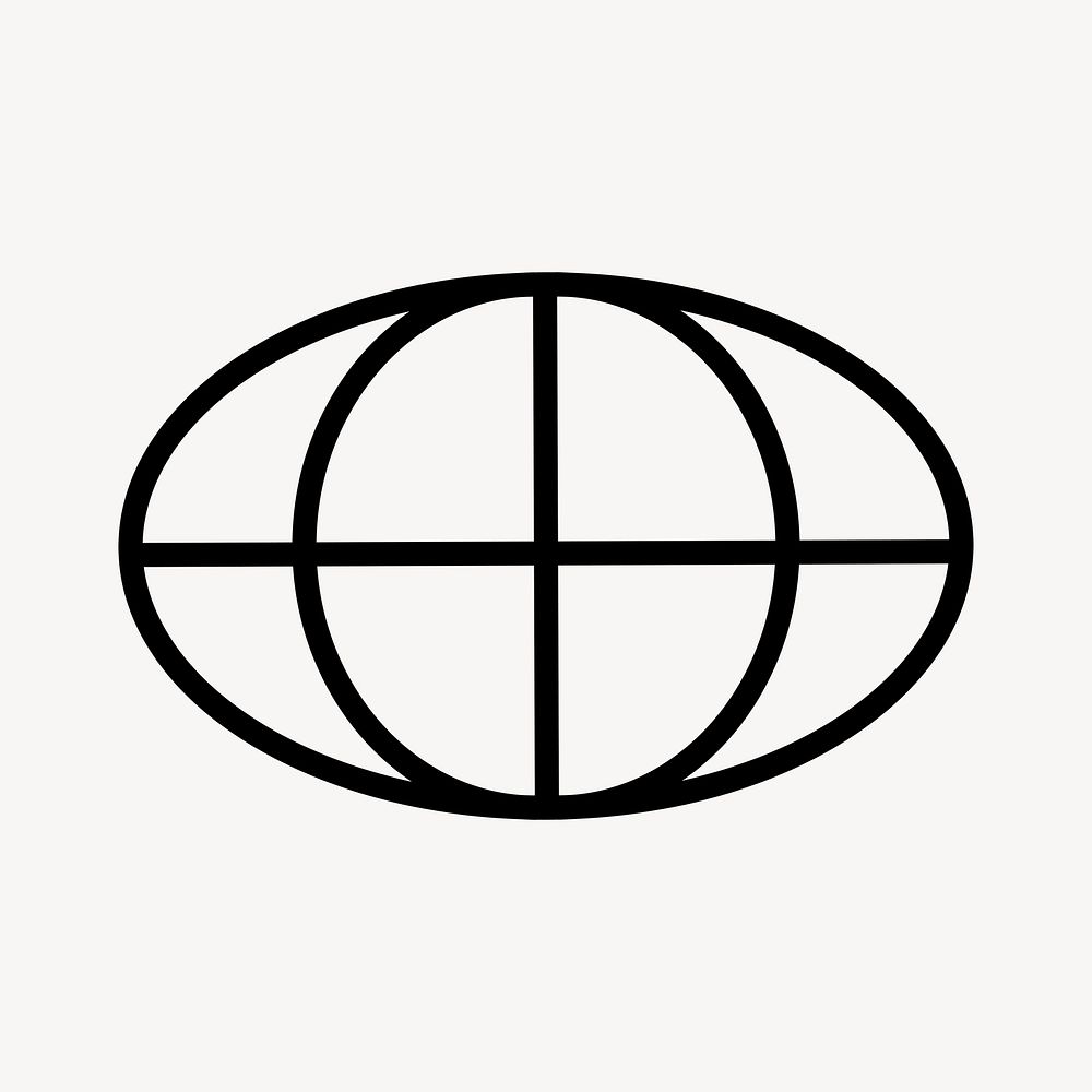 Grid globe, black flat graphic psd