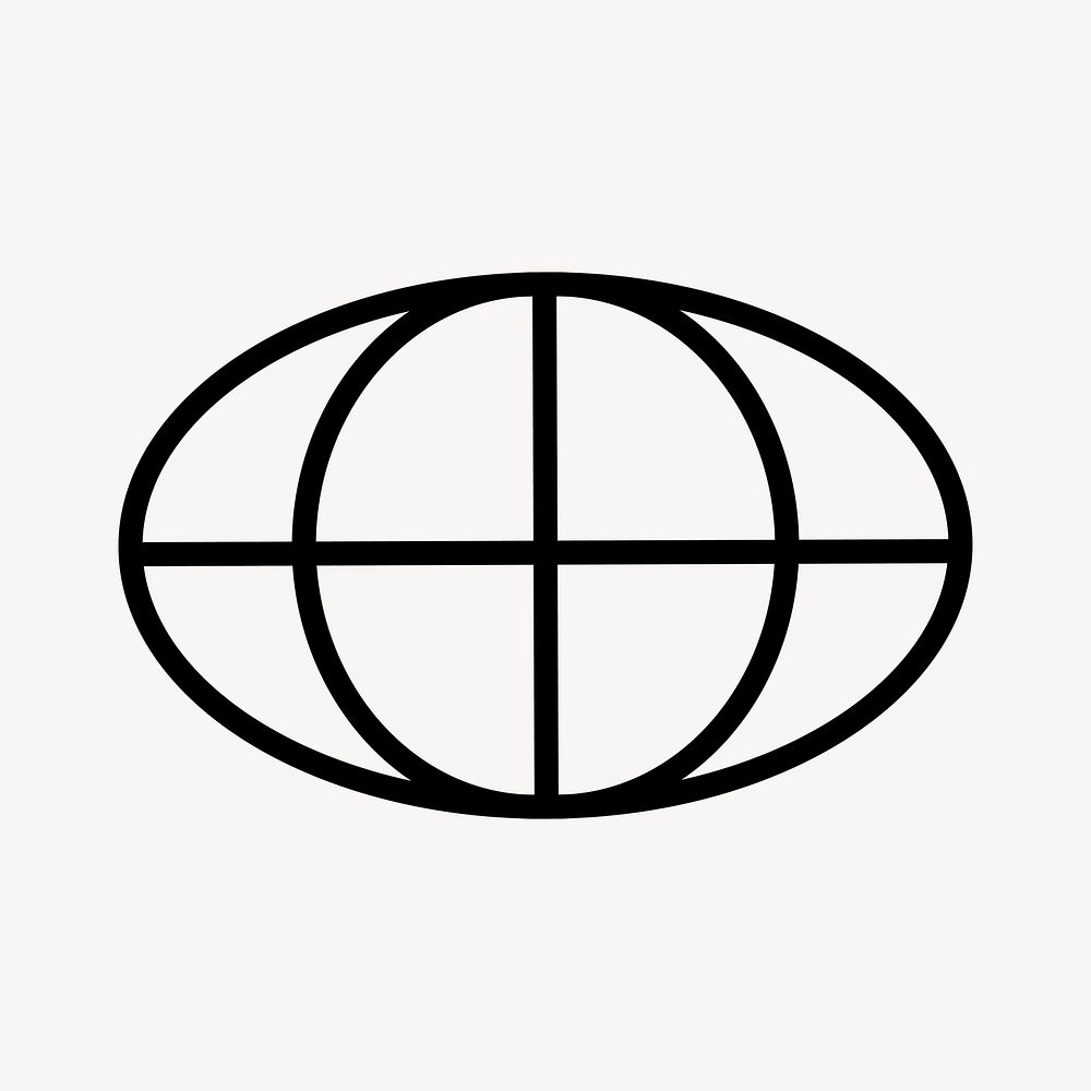 Grid globe, black flat graphic vector
