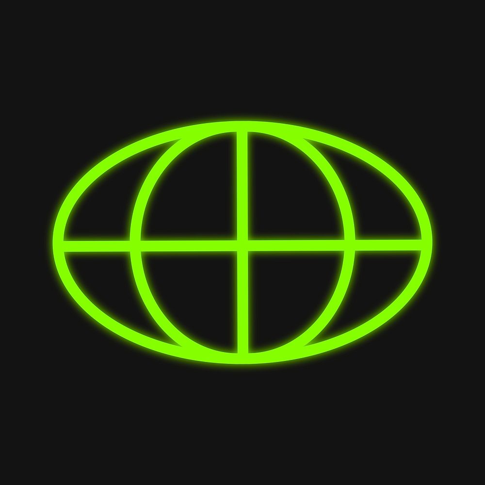 Grid globe, green neon graphic psd