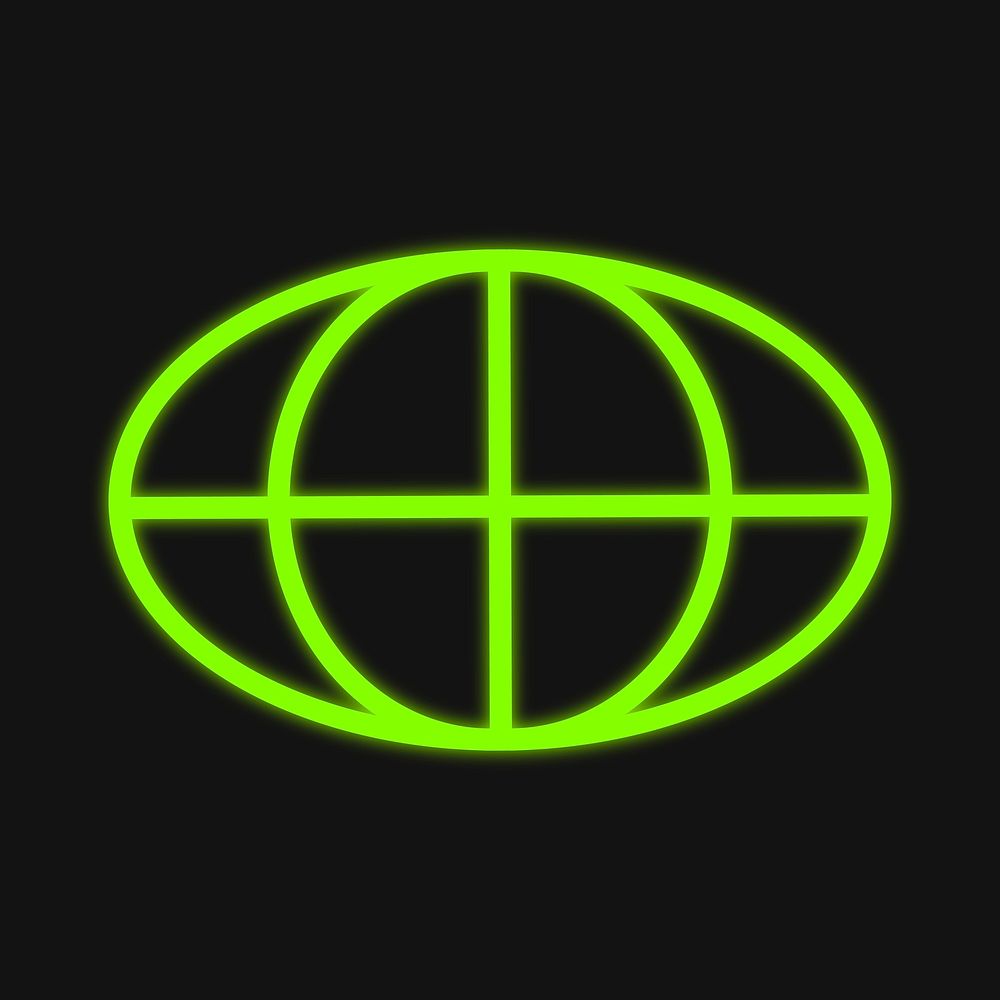 Grid globe, green neon graphic vector