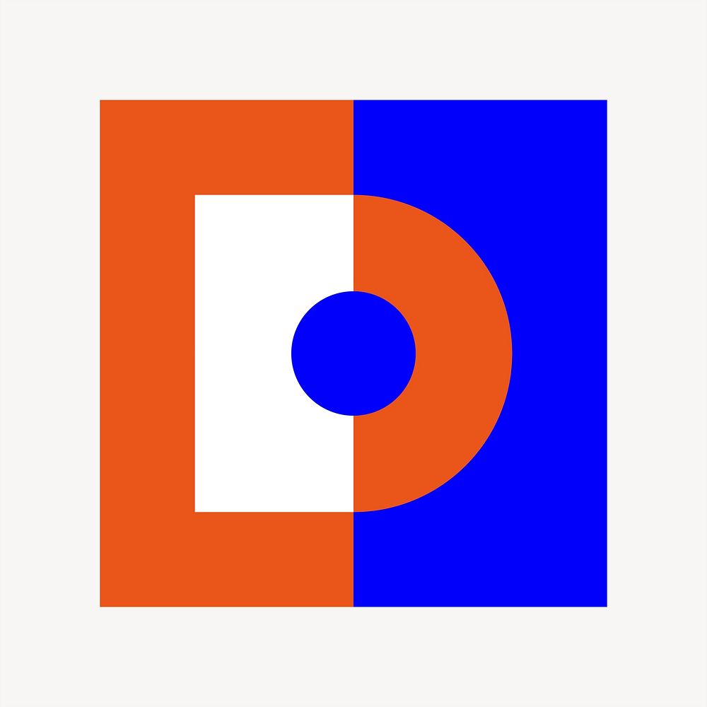 D logo element, colorful retro graphic psd