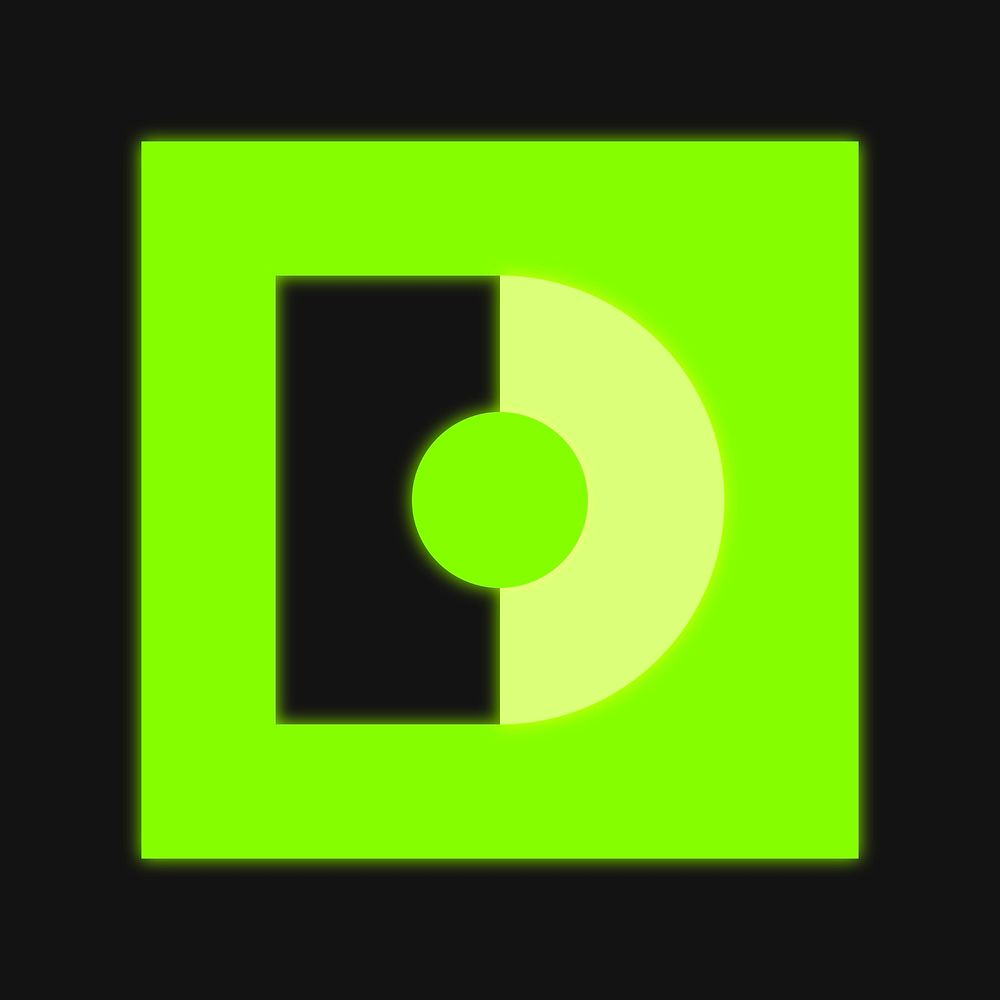 D logo element, green neon graphic vector
