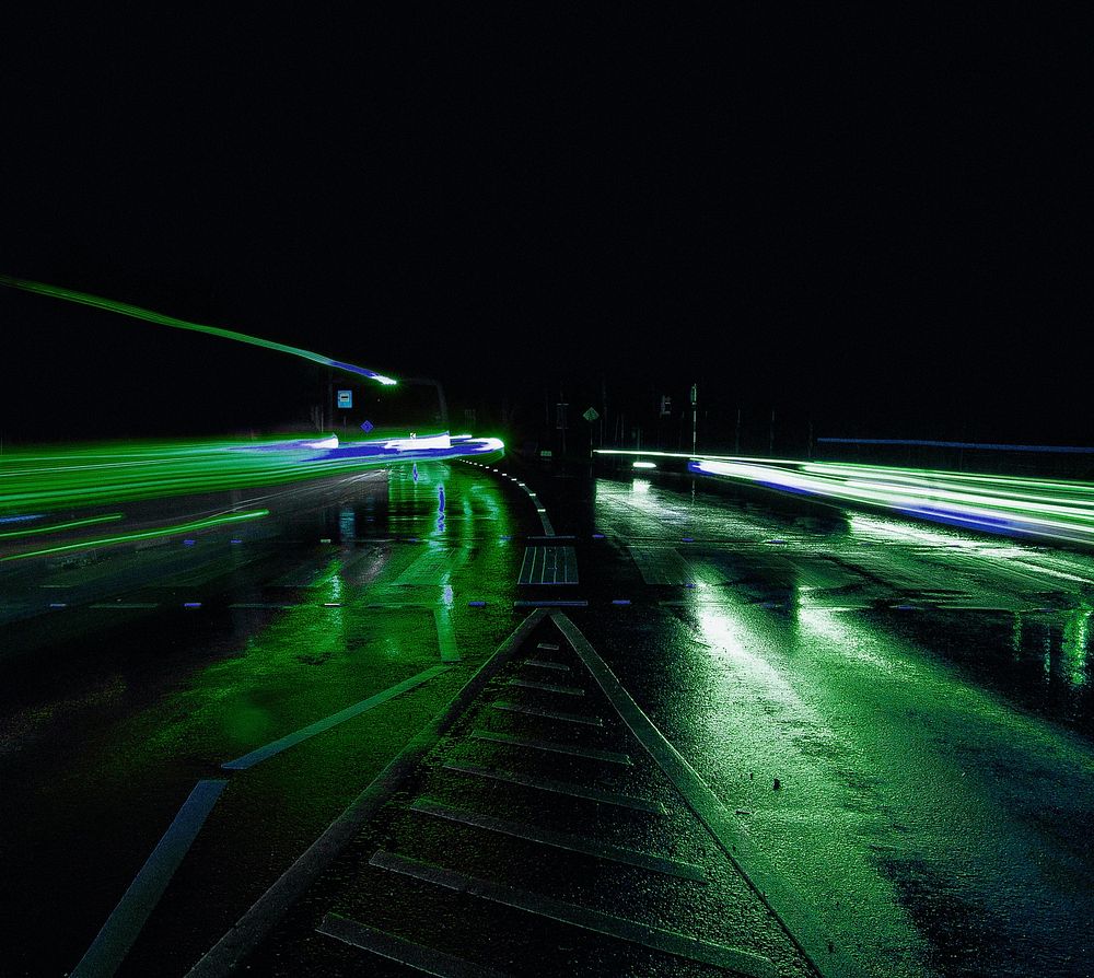 Neon street light trails background