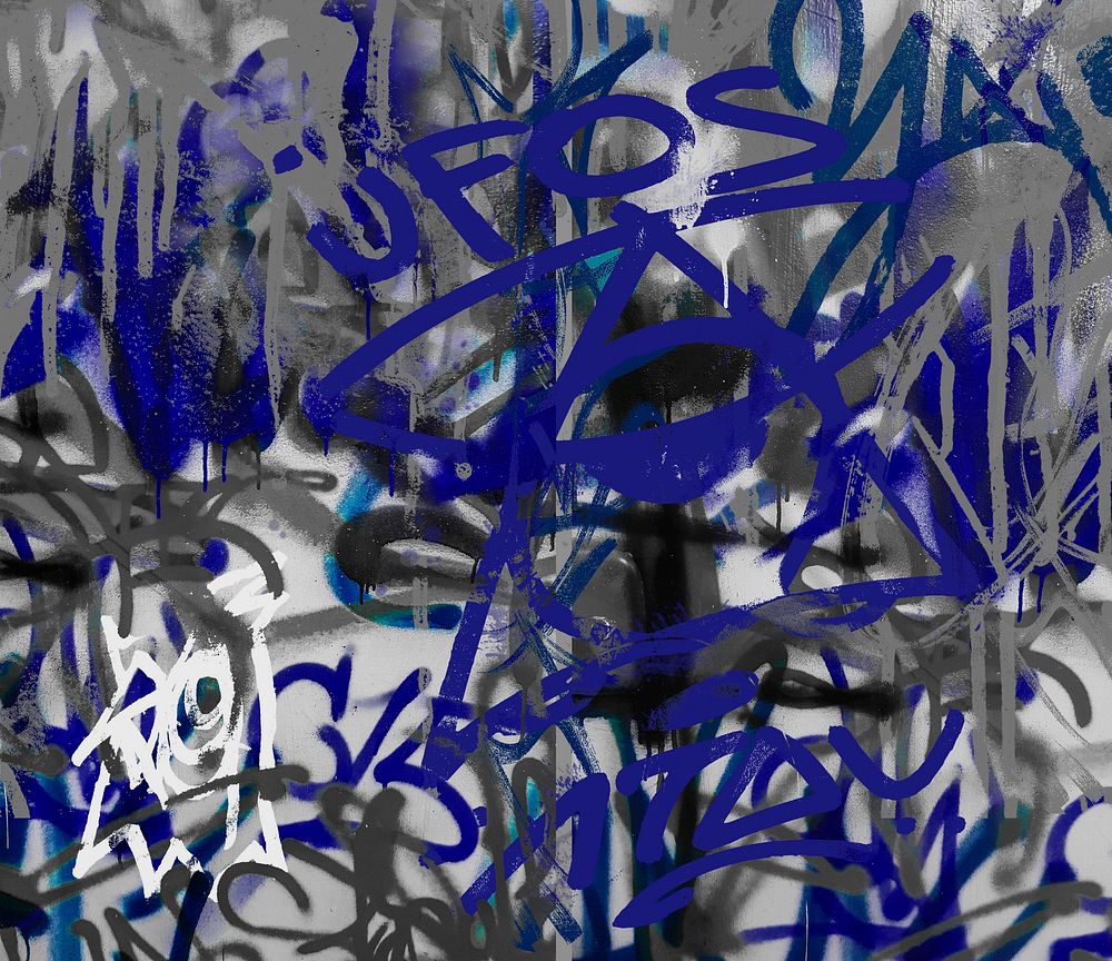 Blue graffiti background, street art