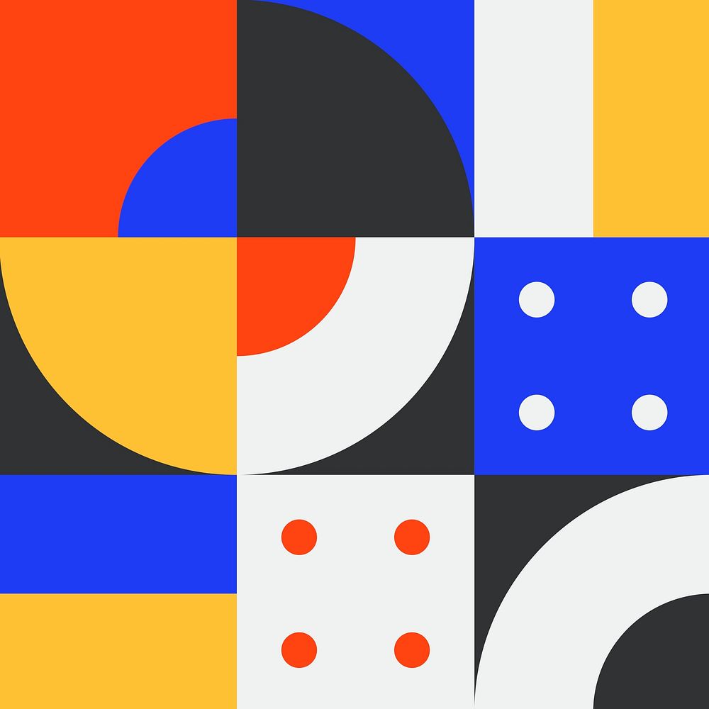 Colorful bauhaus pattern background, retro design vector