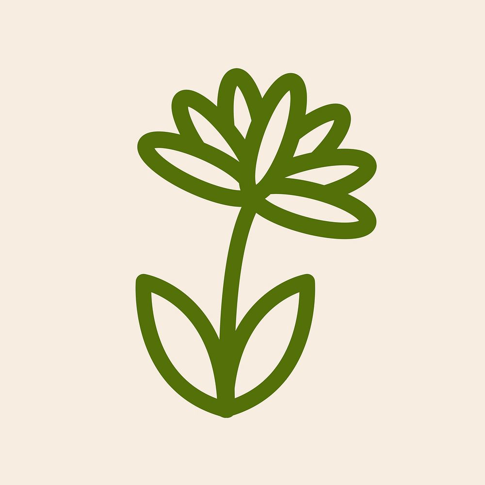 Green flower, spring illustration