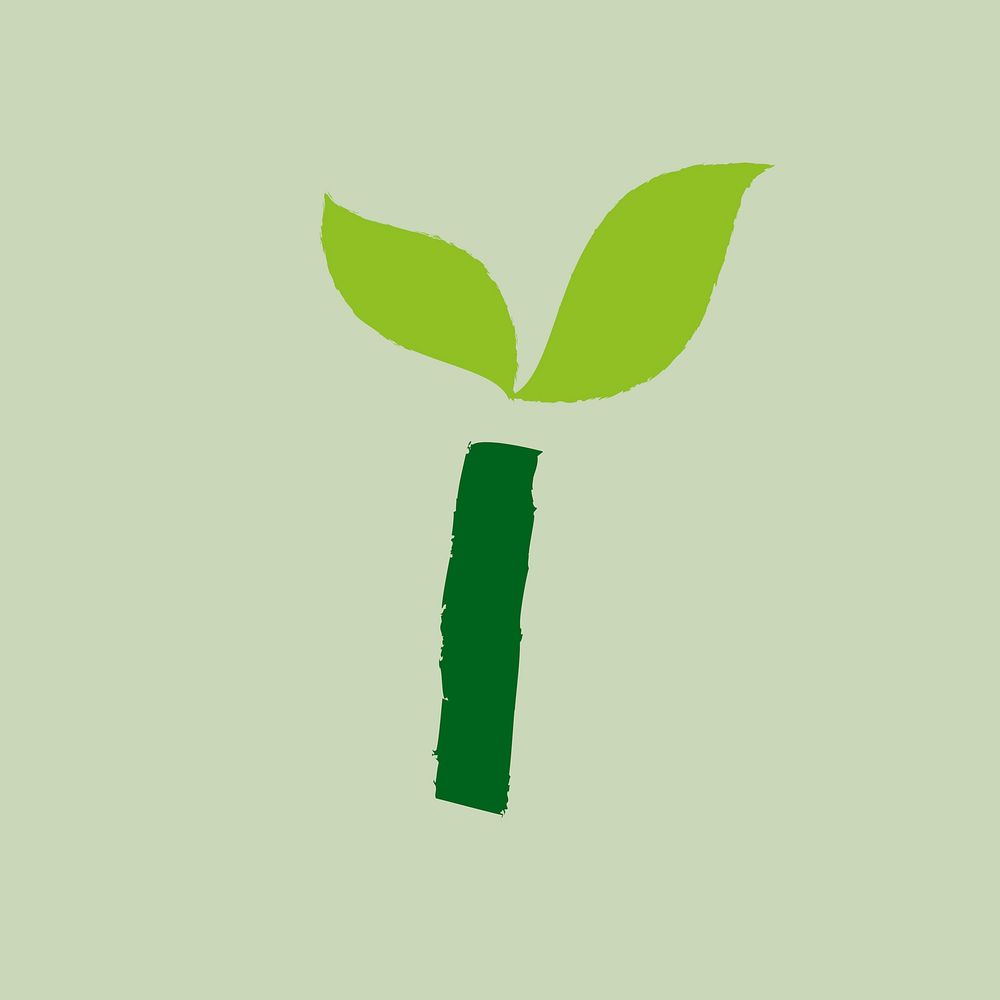 Green plant illustration, brush stroke design