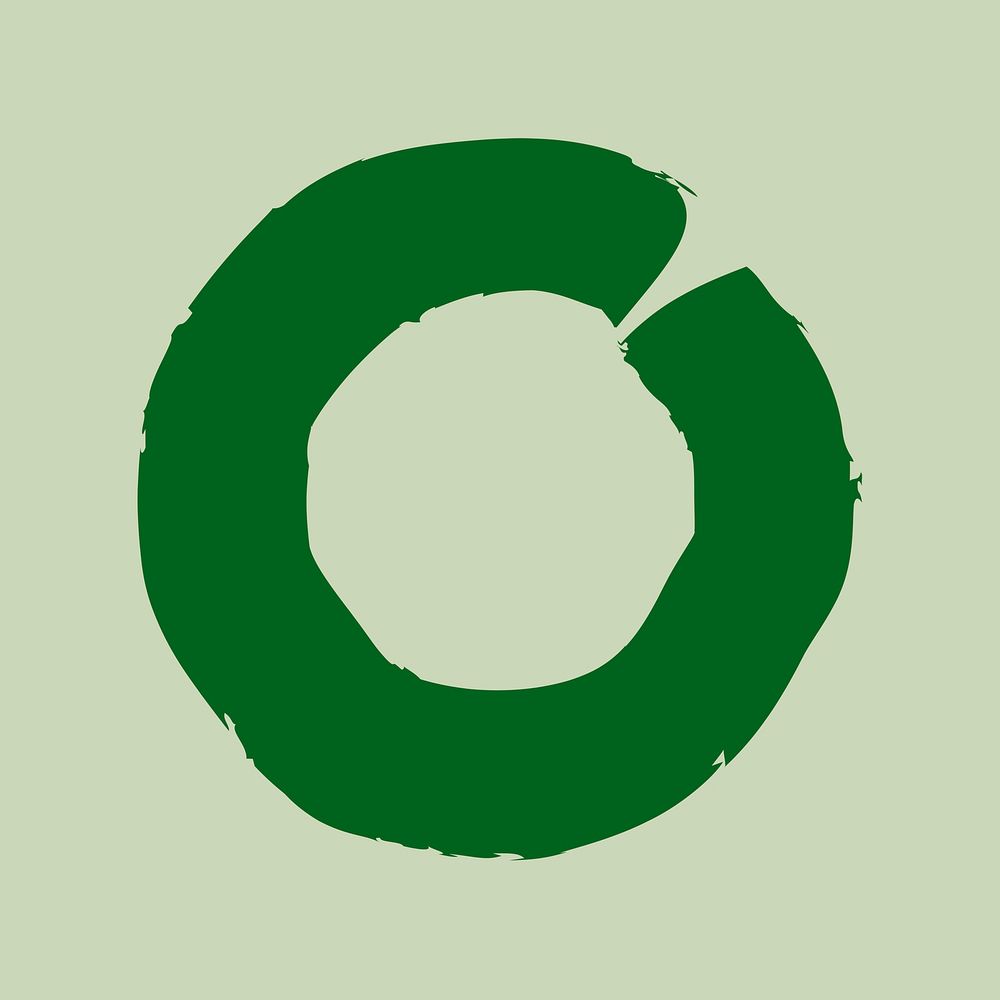 Green round badge, brushstroke design illustration