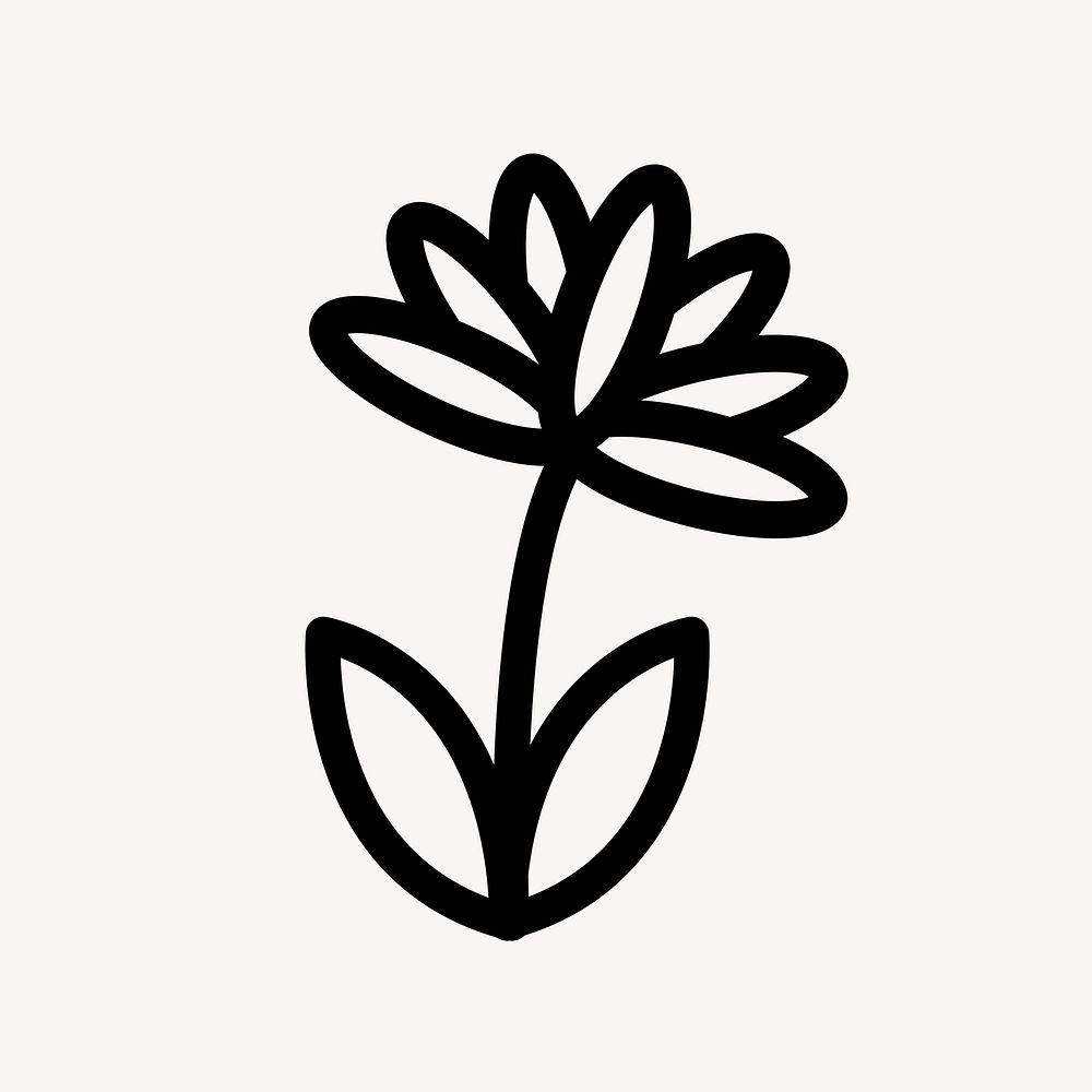 Black flower, natural business logo element vector
