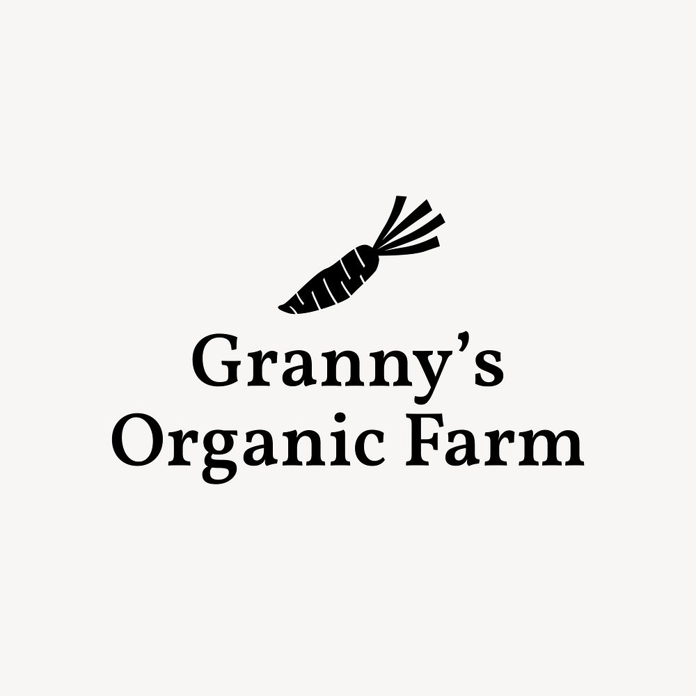 Organic food business logo template, editable design psd