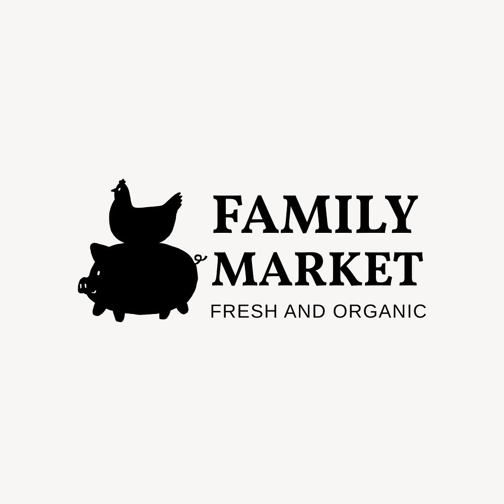 Organic food business logo template, editable design vector
